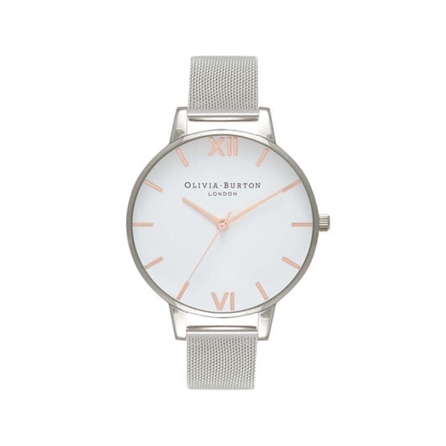 Olivia Burton White Dial Mesh Watch 1